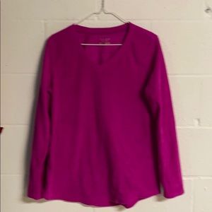 Tekgear Lg pink velour/soft v neck top EUC  cute!